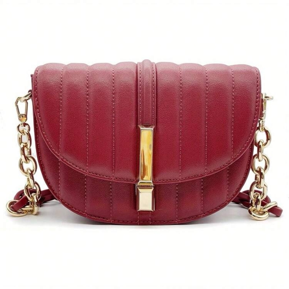 Red quilted leather crossbody handbag
